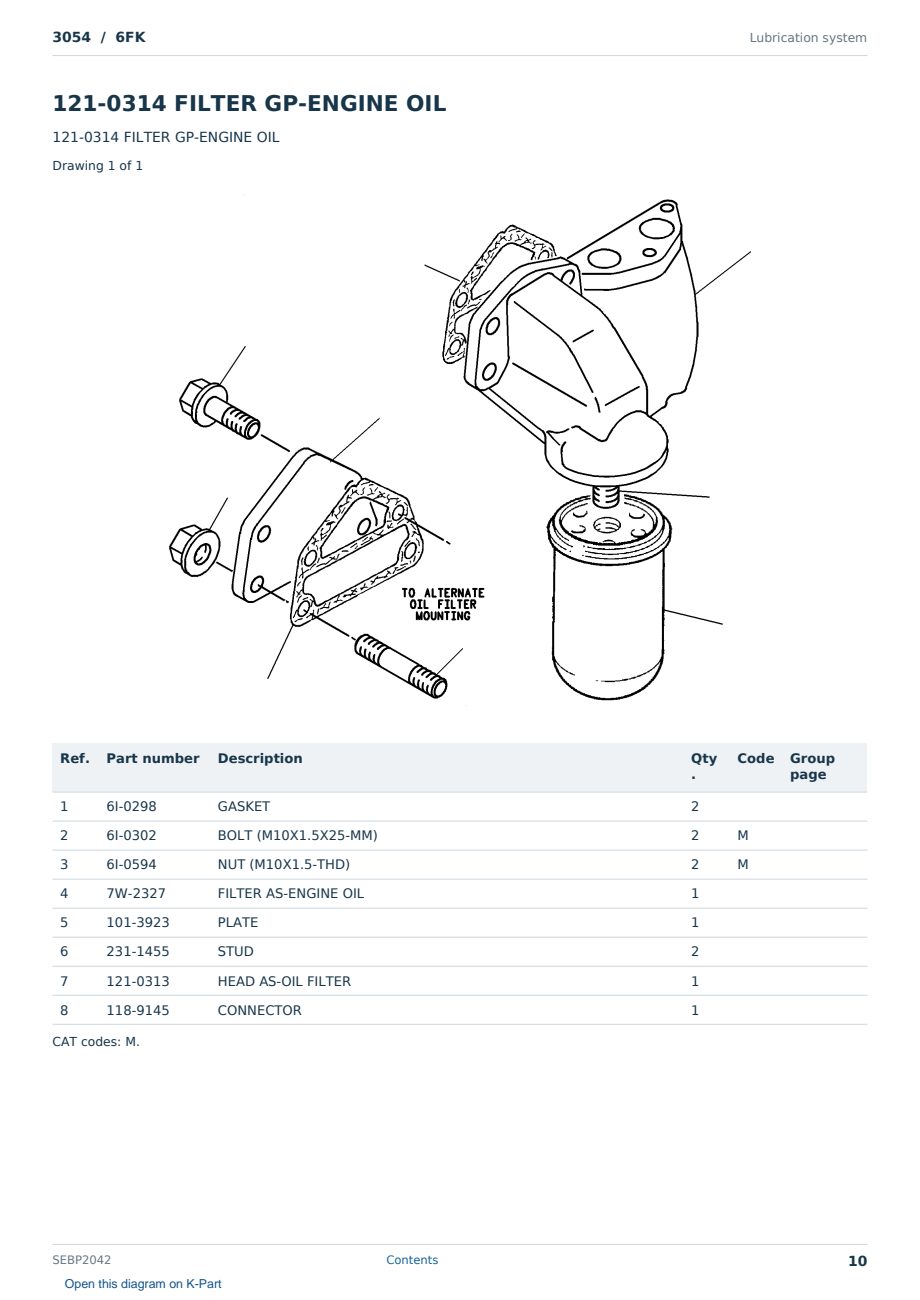 Caterpillar 3054 S/N 6FK Partsbook SEBP2042 (English) - sample page 10 of 10 Caterpillar 3054 S/N 6FK Partsbook SEBP2042 (English) - sample page 10 of 10