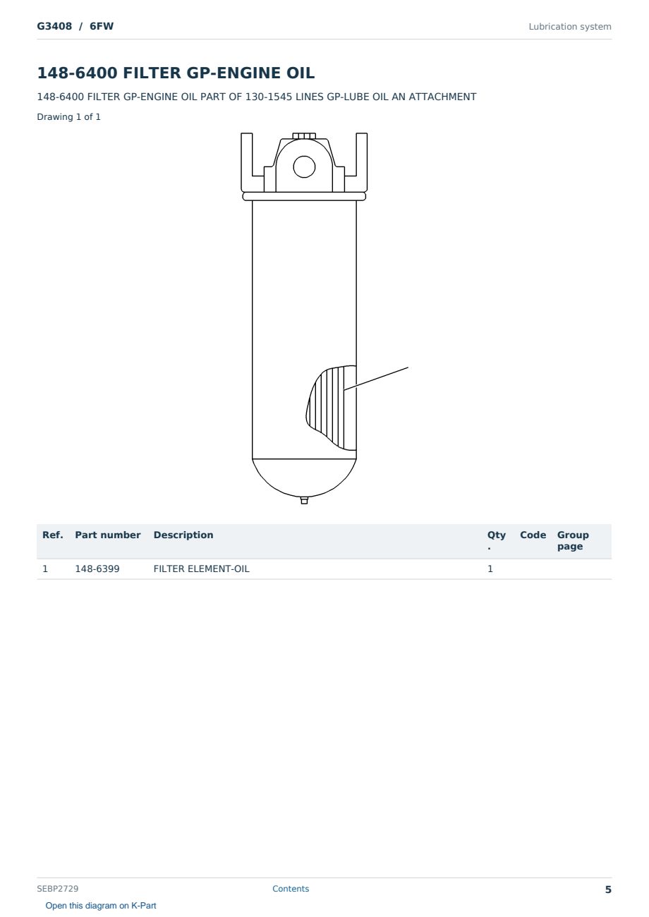 Caterpillar G3408 S/N 6FW Partsbook SEBP2729 (English) - sample page 5 of 10 Caterpillar G3408 S/N 6FW Partsbook SEBP2729 (English) - sample page 5 of 10