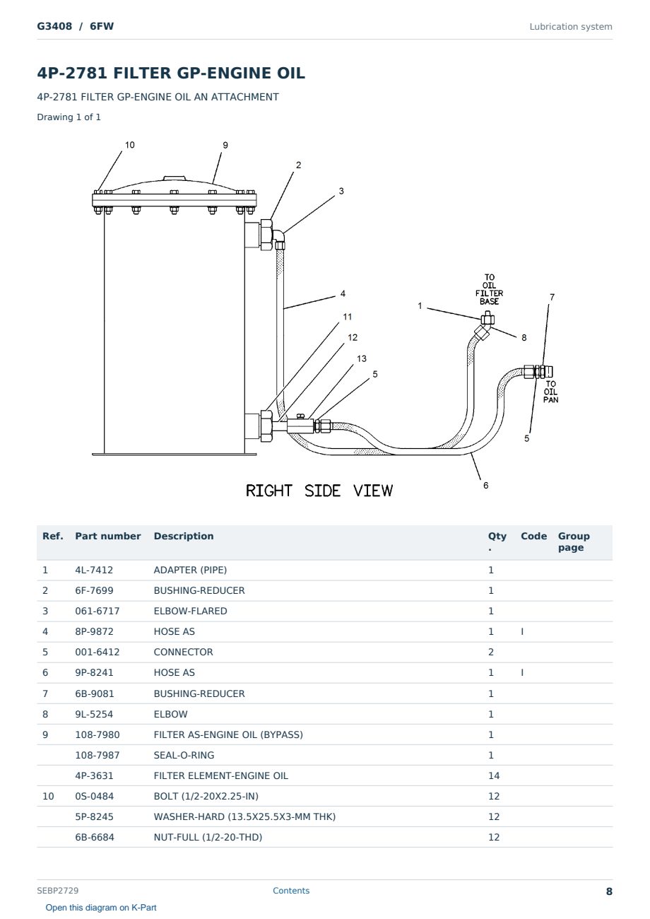 Caterpillar G3408 S/N 6FW Partsbook SEBP2729 (English) - sample page 8 of 10 Caterpillar G3408 S/N 6FW Partsbook SEBP2729 (English) - sample page 8 of 10