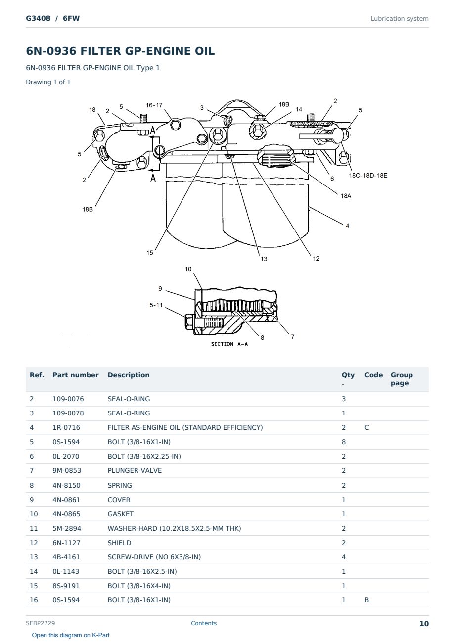 Caterpillar G3408 S/N 6FW Partsbook SEBP2729 (English) - sample page 10 of 10 Caterpillar G3408 S/N 6FW Partsbook SEBP2729 (English) - sample page 10 of 10
