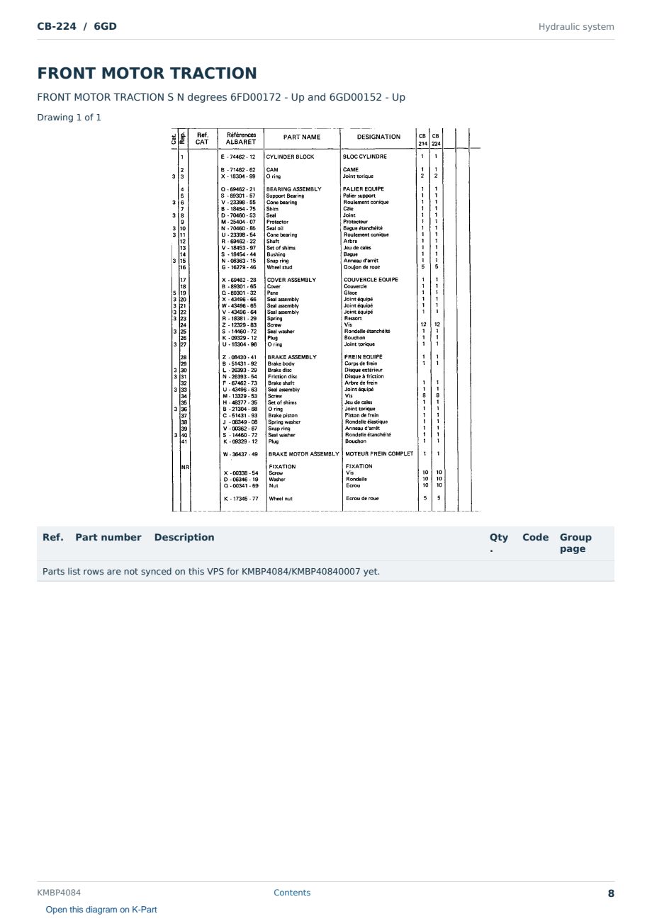 Caterpillar CB-224 S/N 6GD Partsbook KMBP4084 (English) - sample page 8 of 10 Caterpillar CB-224 S/N 6GD Partsbook KMBP4084 (English) - sample page 8 of 10