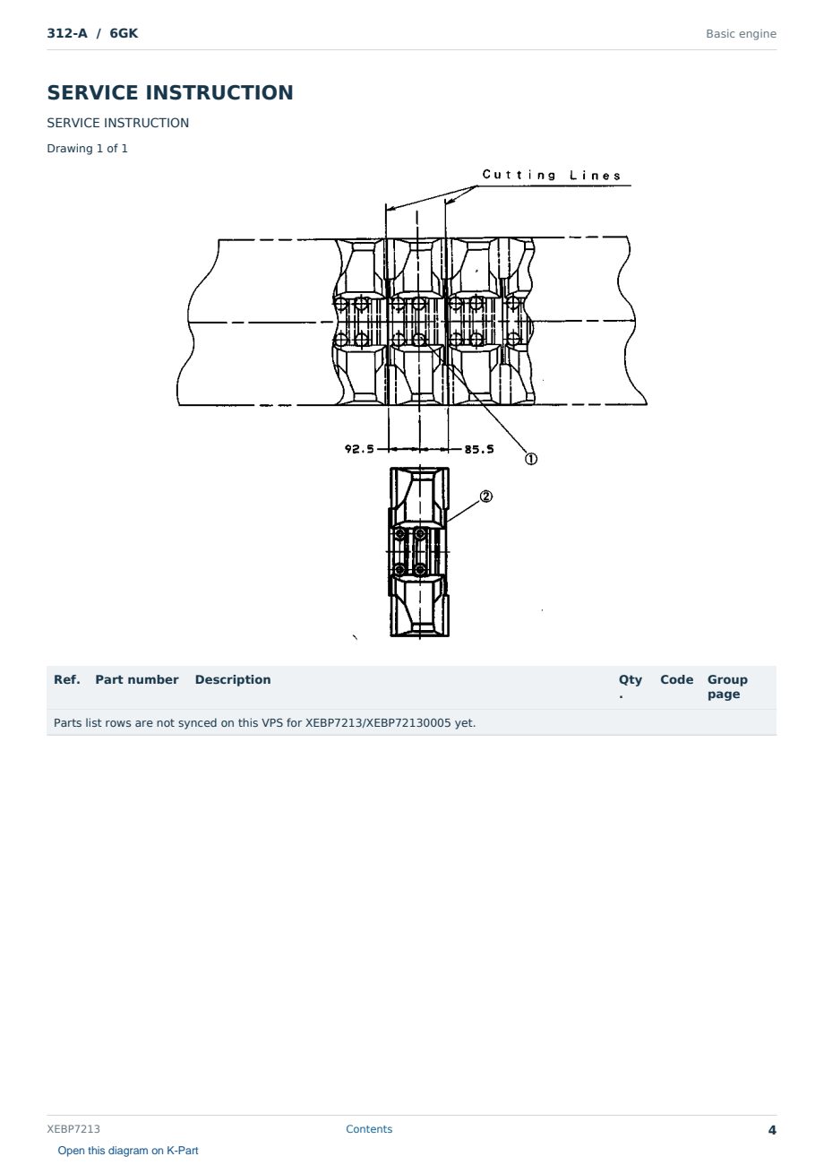 Caterpillar 312-A S/N 6GK Partsbook XEBP7213 (English) - sample page 4 of 4 Caterpillar 312-A S/N 6GK Partsbook XEBP7213 (English) - sample page 4 of 4