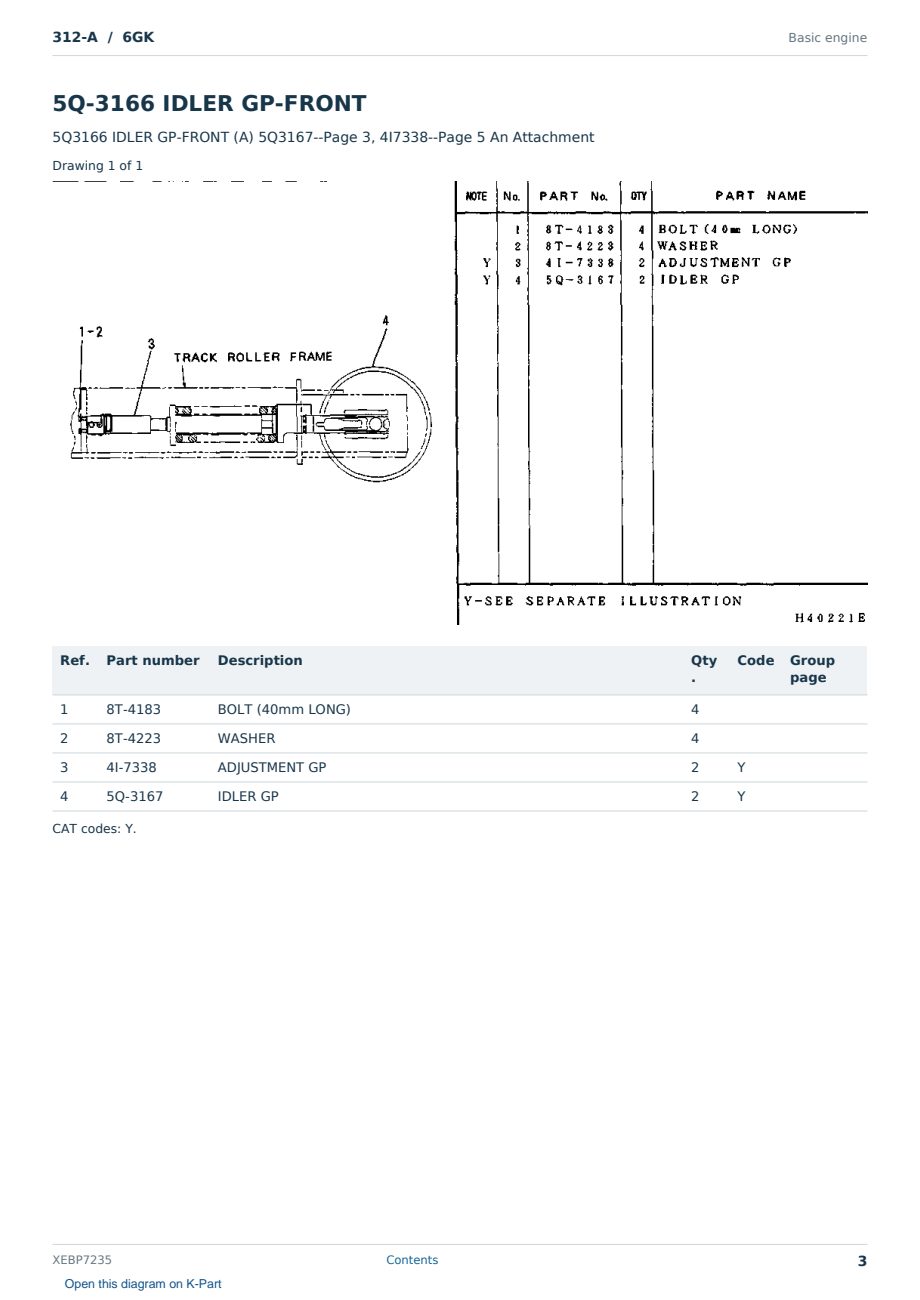 Caterpillar 312-A S/N 6GK Partsbook XEBP7235 (English) - sample page 3 of 10 Caterpillar 312-A S/N 6GK Partsbook XEBP7235 (English) - sample page 3 of 10