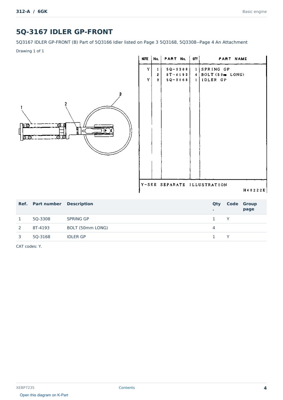 Caterpillar 312-A S/N 6GK Partsbook XEBP7235 (English) - sample page 4 of 10 Caterpillar 312-A S/N 6GK Partsbook XEBP7235 (English) - sample page 4 of 10