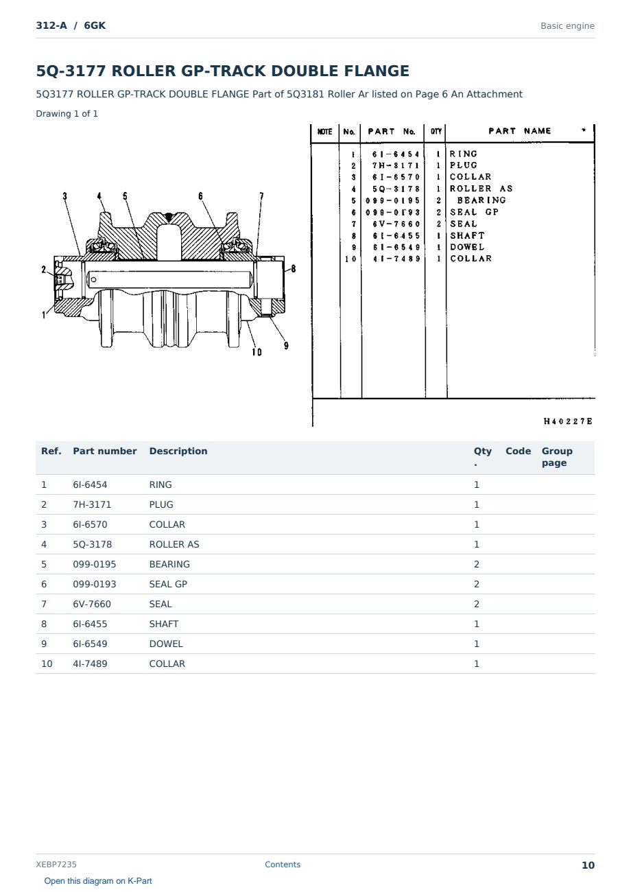 Caterpillar 312-A S/N 6GK Partsbook XEBP7235 (English) - sample page 10 of 10 Caterpillar 312-A S/N 6GK Partsbook XEBP7235 (English) - sample page 10 of 10