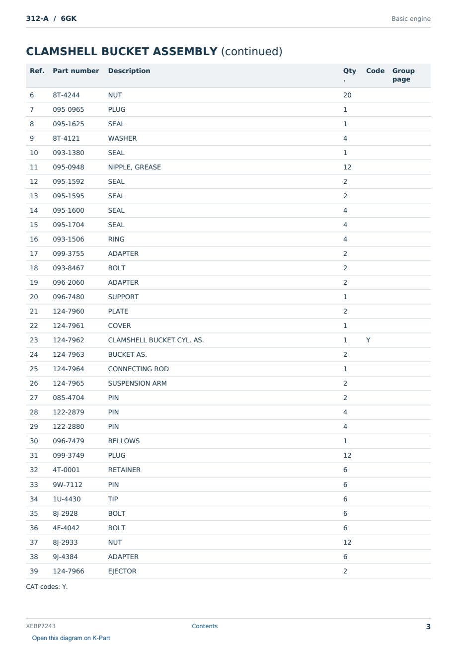 Caterpillar 312-A S/N 6GK Partsbook XEBP7243 (English) - sample page 3 of 7 Caterpillar 312-A S/N 6GK Partsbook XEBP7243 (English) - sample page 3 of 7