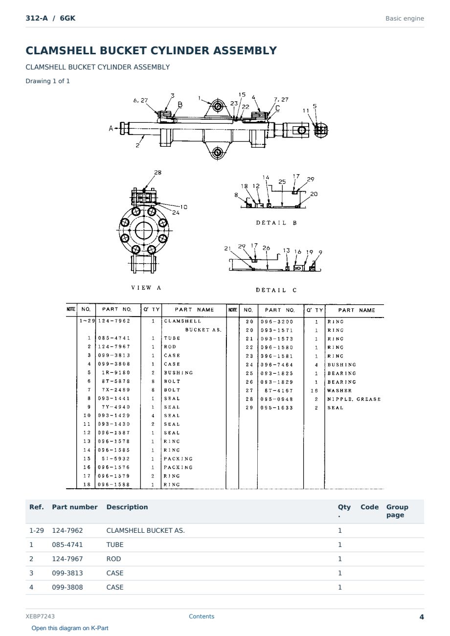 Caterpillar 312-A S/N 6GK Partsbook XEBP7243 (English) - sample page 4 of 7 Caterpillar 312-A S/N 6GK Partsbook XEBP7243 (English) - sample page 4 of 7