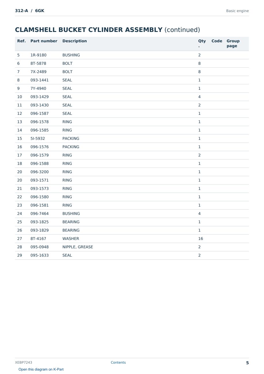 Caterpillar 312-A S/N 6GK Partsbook XEBP7243 (English) - sample page 5 of 7 Caterpillar 312-A S/N 6GK Partsbook XEBP7243 (English) - sample page 5 of 7