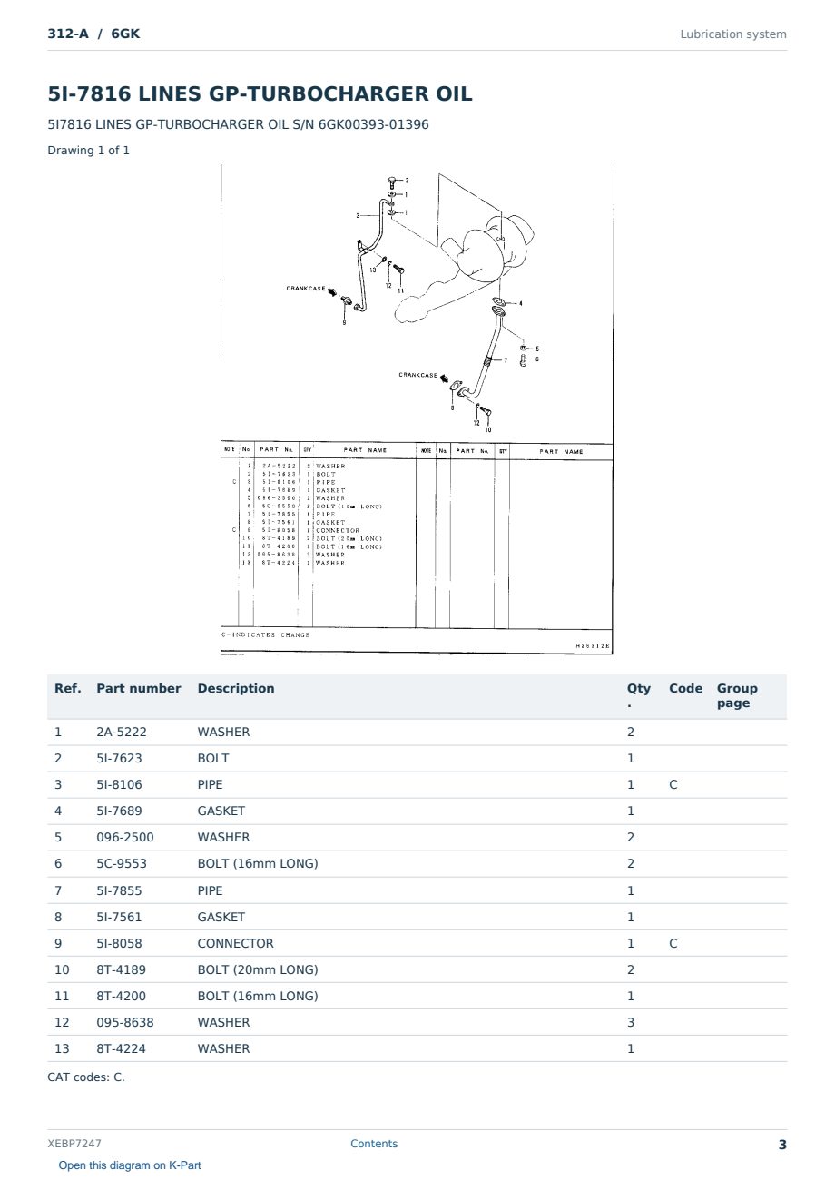 Caterpillar 312-A S/N 6GK Partsbook XEBP7247 (English) - sample page 3 of 10 Caterpillar 312-A S/N 6GK Partsbook XEBP7247 (English) - sample page 3 of 10