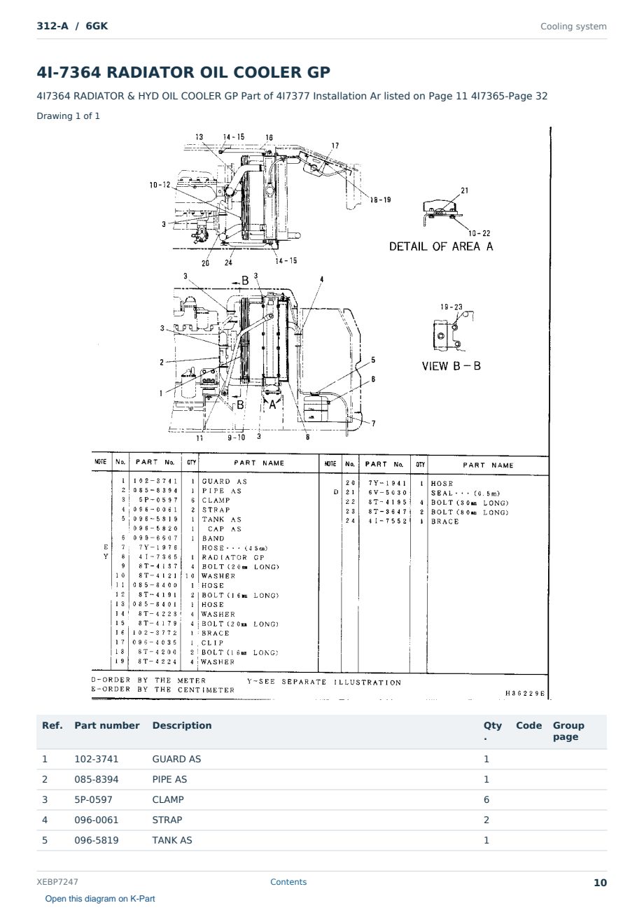 Caterpillar 312-A S/N 6GK Partsbook XEBP7247 (English) - sample page 10 of 10 Caterpillar 312-A S/N 6GK Partsbook XEBP7247 (English) - sample page 10 of 10