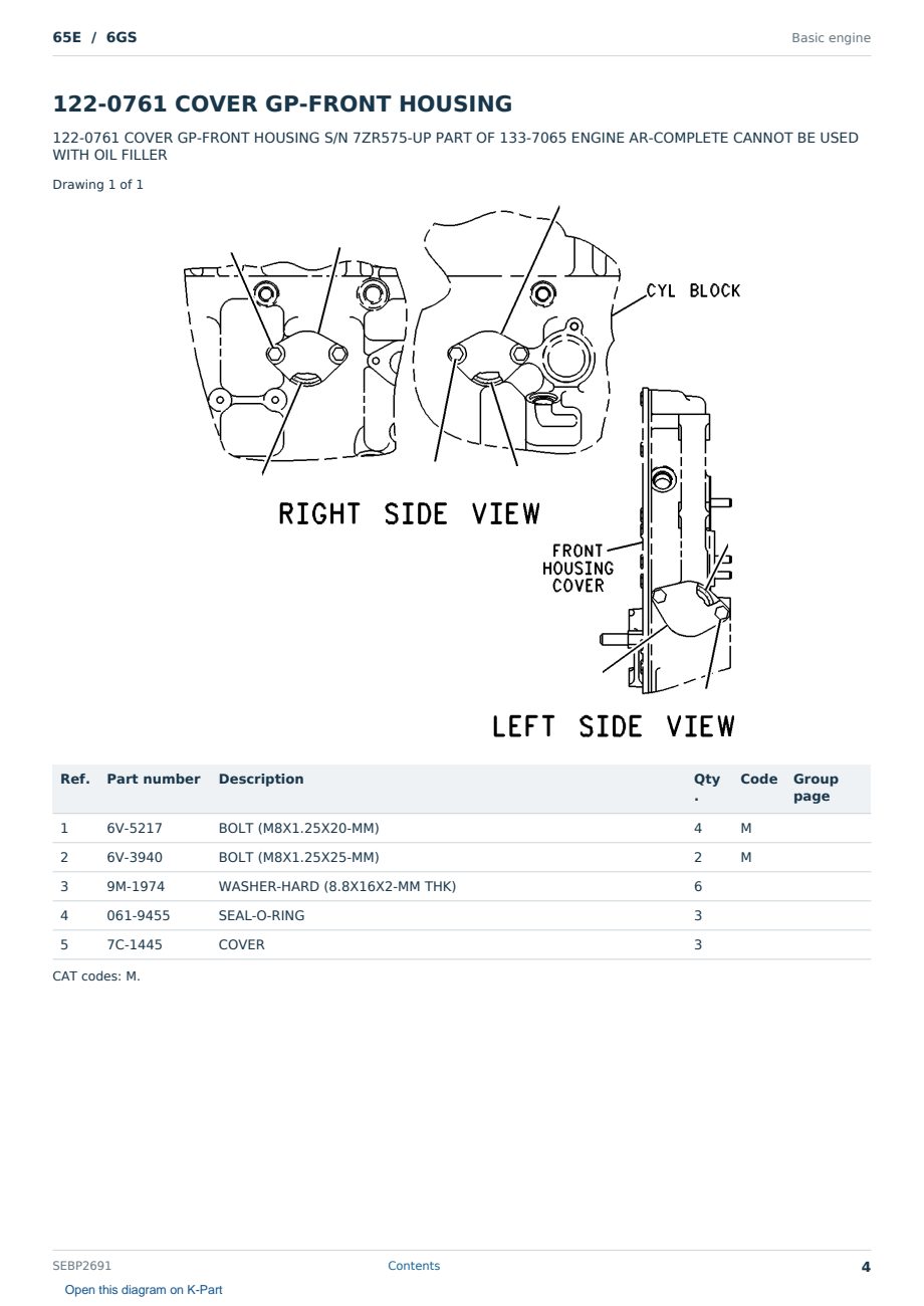 Caterpillar 65E S/N 6GS Partsbook SEBP2691 (English) - sample page 4 of 10 Caterpillar 65E S/N 6GS Partsbook SEBP2691 (English) - sample page 4 of 10