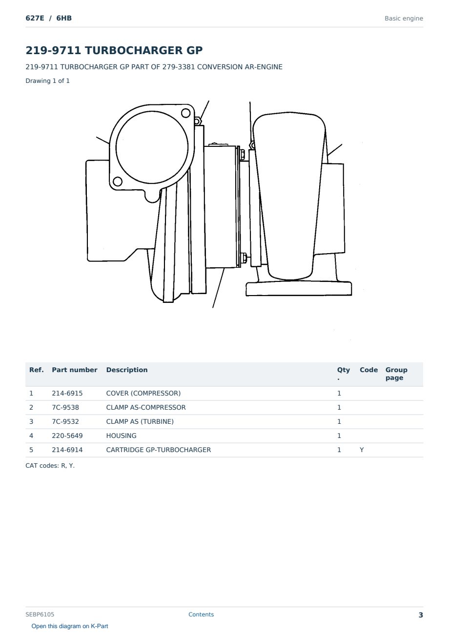 Caterpillar 627E S/N 6HB Partsbook SEBP6105 (English) - sample page 3 of 10 Caterpillar 627E S/N 6HB Partsbook SEBP6105 (English) - sample page 3 of 10