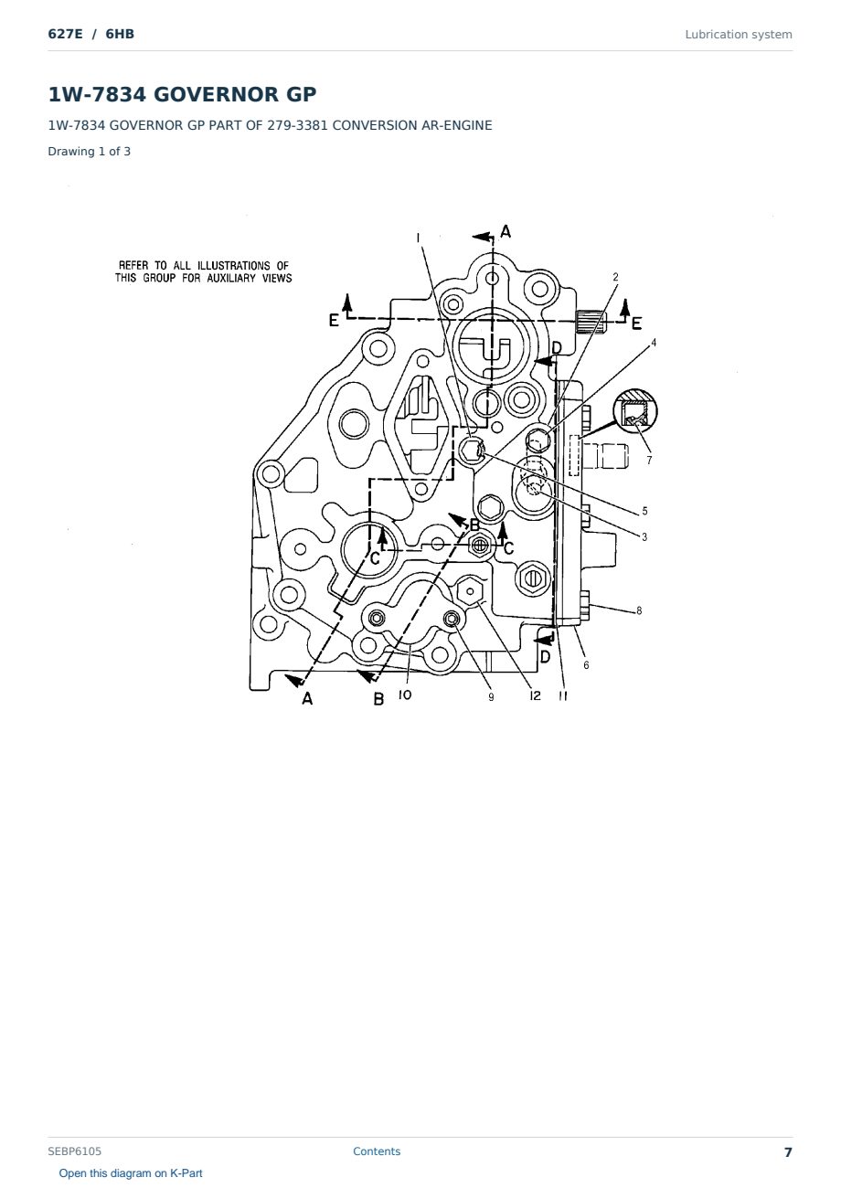 Caterpillar 627E S/N 6HB Partsbook SEBP6105 (English) - sample page 7 of 10 Caterpillar 627E S/N 6HB Partsbook SEBP6105 (English) - sample page 7 of 10