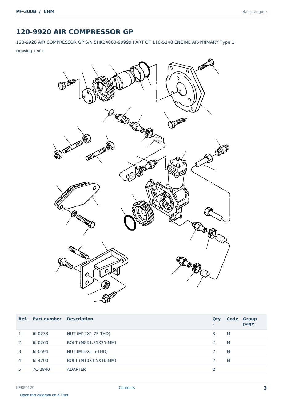 Caterpillar PF-300B S/N 6HM Partsbook KEBP0129 (English) - sample page 3 of 10 Caterpillar PF-300B S/N 6HM Partsbook KEBP0129 (English) - sample page 3 of 10