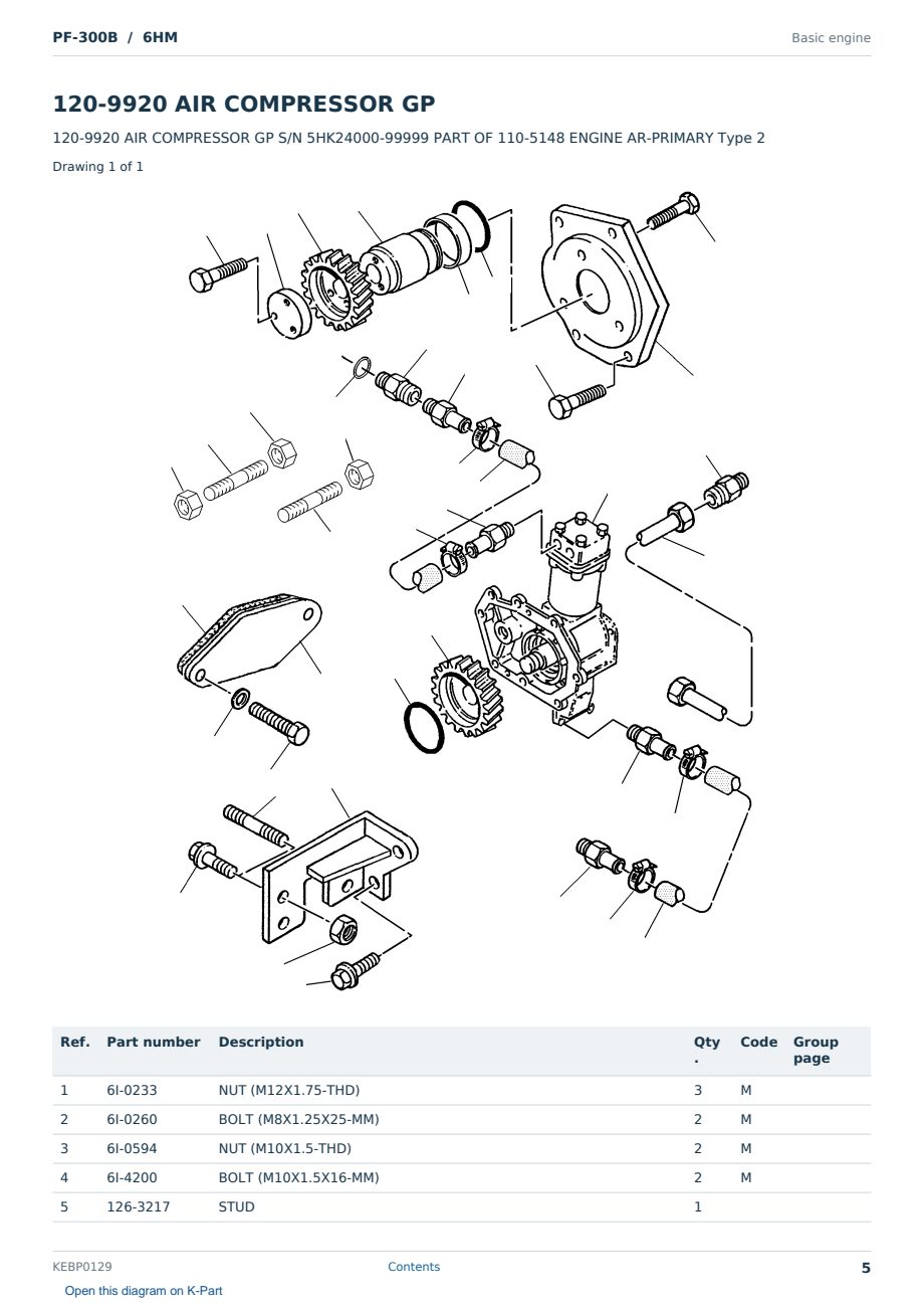 Caterpillar PF-300B S/N 6HM Partsbook KEBP0129 (English) - sample page 5 of 10 Caterpillar PF-300B S/N 6HM Partsbook KEBP0129 (English) - sample page 5 of 10