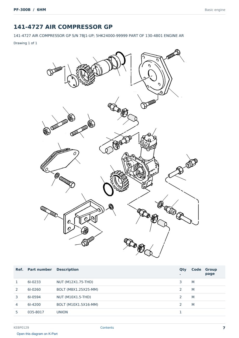 Caterpillar PF-300B S/N 6HM Partsbook KEBP0129 (English) - sample page 7 of 10 Caterpillar PF-300B S/N 6HM Partsbook KEBP0129 (English) - sample page 7 of 10