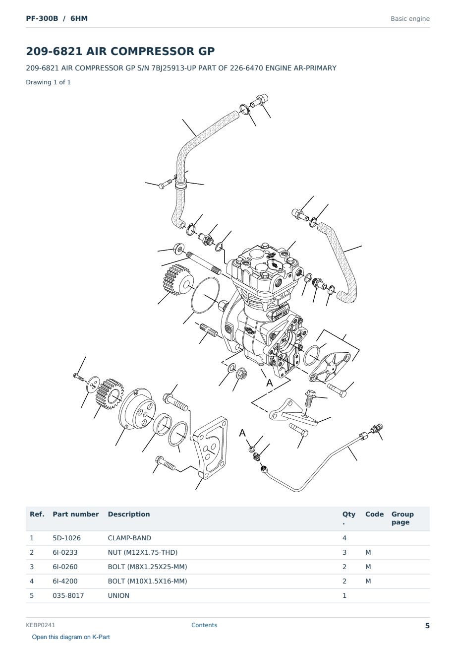 Caterpillar PF-300B S/N 6HM Partsbook KEBP0241 (English) - sample page 5 of 10 Caterpillar PF-300B S/N 6HM Partsbook KEBP0241 (English) - sample page 5 of 10