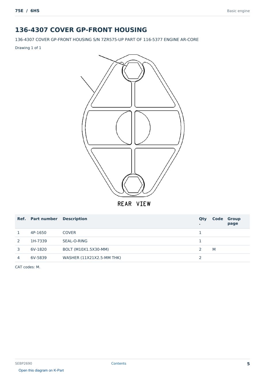 Caterpillar 75E S/N 6HS Partsbook SEBP2690 (English) - sample page 5 of 10 Caterpillar 75E S/N 6HS Partsbook SEBP2690 (English) - sample page 5 of 10