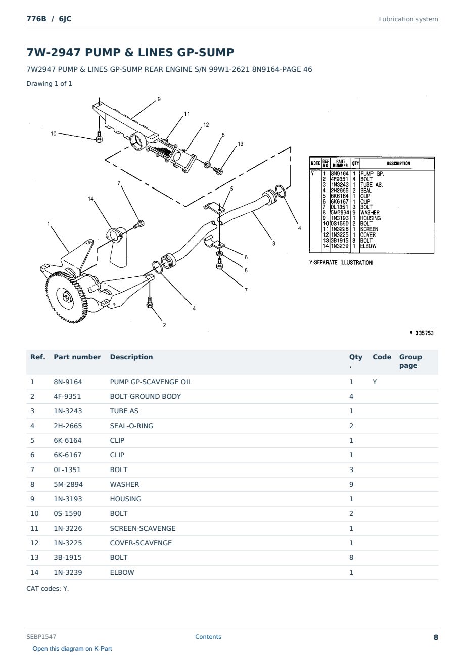 Caterpillar 776B S/N 6JC Partsbook SEBP1547 (English) - sample page 8 of 10 Caterpillar 776B S/N 6JC Partsbook SEBP1547 (English) - sample page 8 of 10