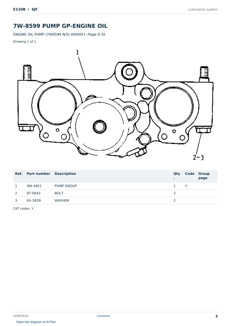 Caterpillar E120B S/N 6JF Partsbook XEBP9956 (English) - sample page 3 of 10 Caterpillar E120B S/N 6JF Partsbook XEBP9956 (English) - sample page 3 of 10