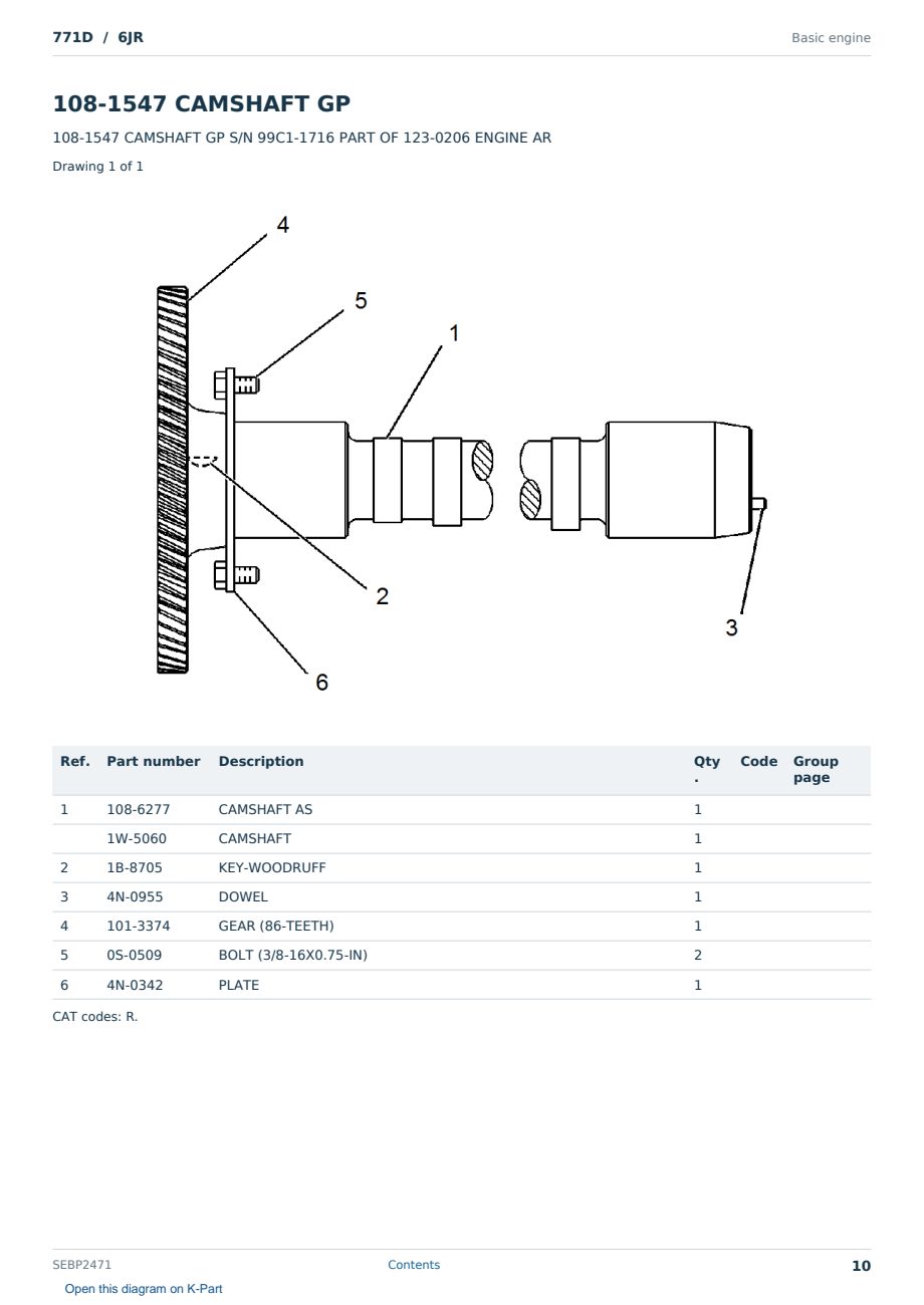 Caterpillar 771D S/N 6JR Partsbook SEBP2471 (English) - sample page 10 of 10 Caterpillar 771D S/N 6JR Partsbook SEBP2471 (English) - sample page 10 of 10