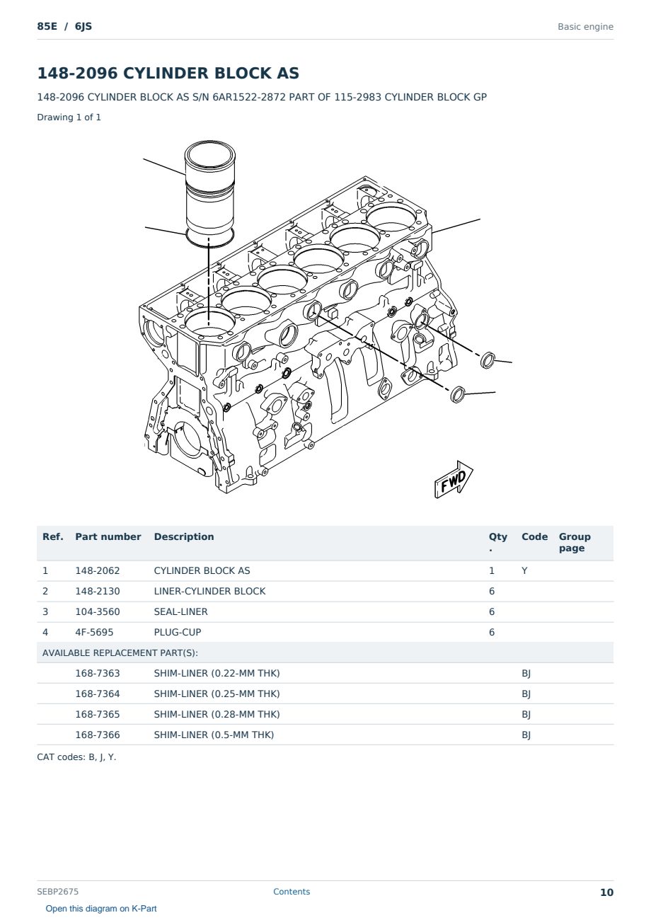 Caterpillar 85E S/N 6JS Partsbook SEBP2675 (English) - sample page 10 of 10 Caterpillar 85E S/N 6JS Partsbook SEBP2675 (English) - sample page 10 of 10