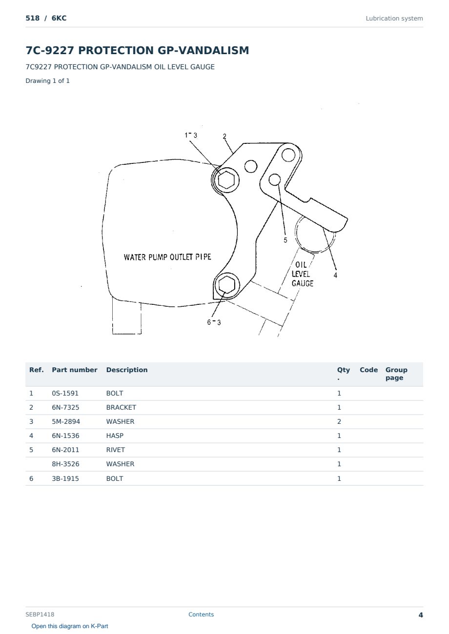 Caterpillar 518 S/N 6KC Partsbook SEBP1418 (English) - sample page 4 of 10 Caterpillar 518 S/N 6KC Partsbook SEBP1418 (English) - sample page 4 of 10