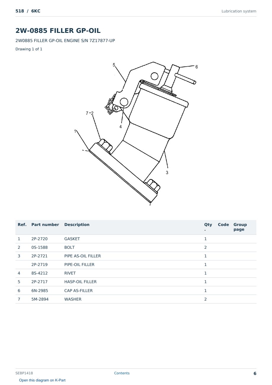 Caterpillar 518 S/N 6KC Partsbook SEBP1418 (English) - sample page 6 of 10 Caterpillar 518 S/N 6KC Partsbook SEBP1418 (English) - sample page 6 of 10