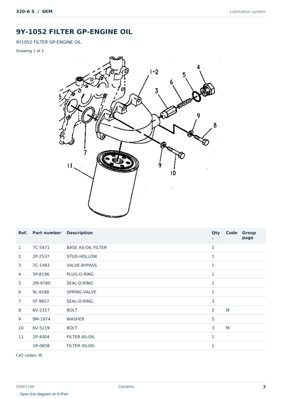 Caterpillar 320-A S S/N 6KM Partsbook SEBP2199 (English) - sample page 7 of 10 Caterpillar 320-A S S/N 6KM Partsbook SEBP2199 (English) - sample page 7 of 10