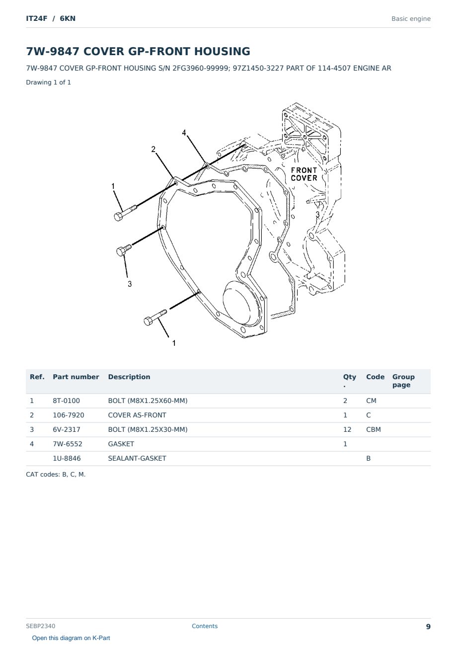 Caterpillar IT24F S/N 6KN Partsbook SEBP2340 (English) - sample page 9 of 10 Caterpillar IT24F S/N 6KN Partsbook SEBP2340 (English) - sample page 9 of 10