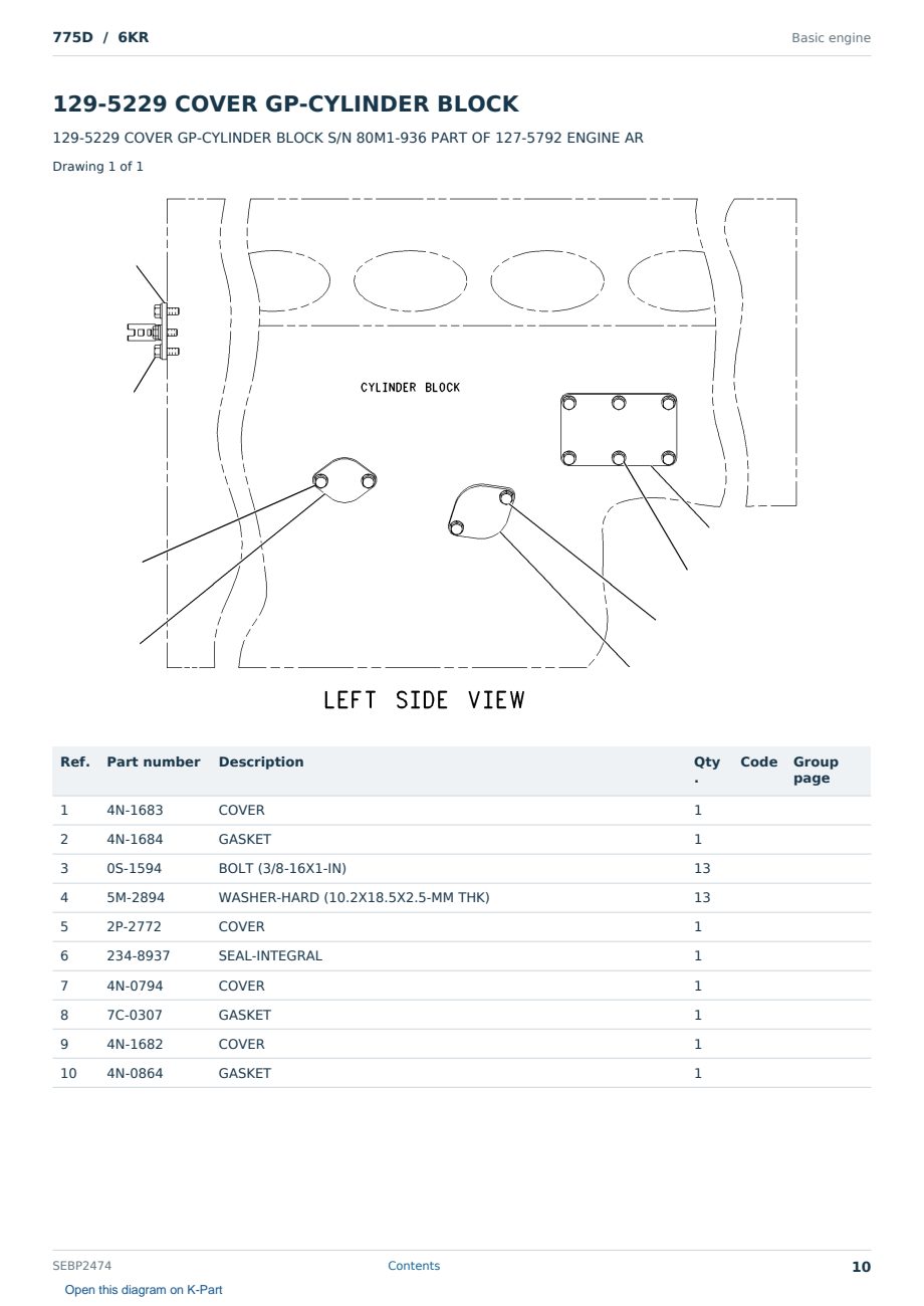 Caterpillar 775D S/N 6KR Partsbook SEBP2474 (English) - sample page 10 of 10 Caterpillar 775D S/N 6KR Partsbook SEBP2474 (English) - sample page 10 of 10