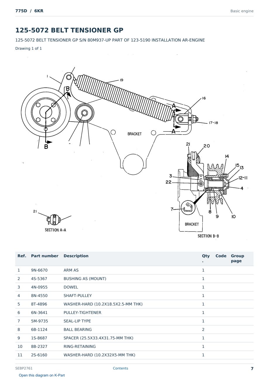 Caterpillar 775D S/N 6KR Partsbook SEBP2761 (English) - sample page 7 of 10 Caterpillar 775D S/N 6KR Partsbook SEBP2761 (English) - sample page 7 of 10
