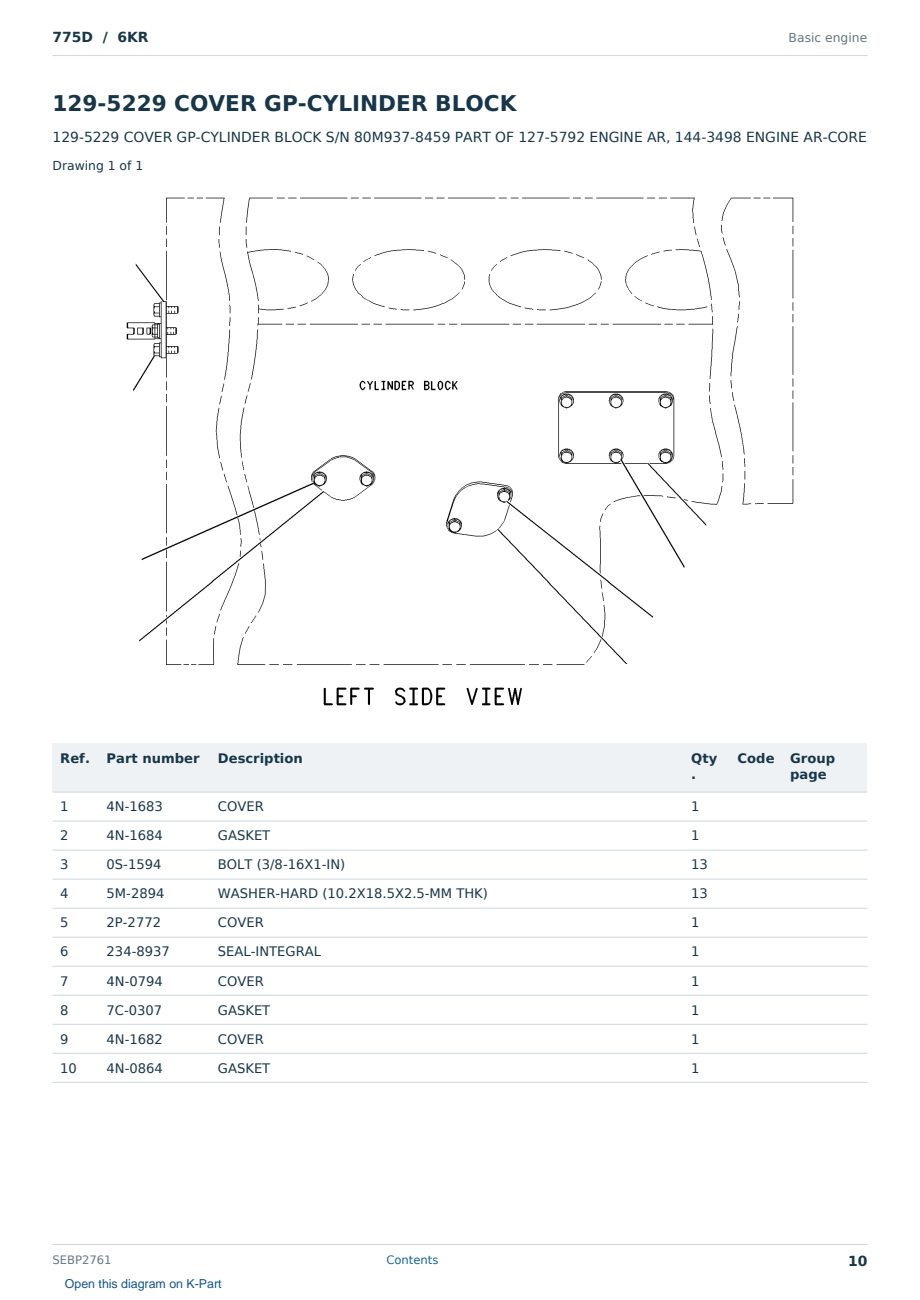 Caterpillar 775D S/N 6KR Partsbook SEBP2761 (English) - sample page 10 of 10 Caterpillar 775D S/N 6KR Partsbook SEBP2761 (English) - sample page 10 of 10