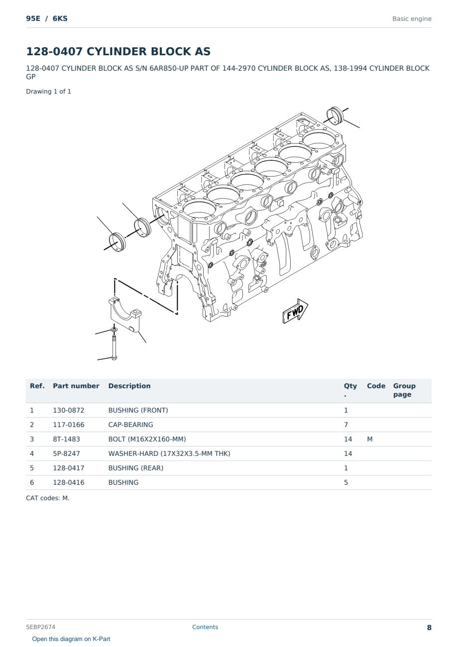 Caterpillar 95E S/N 6KS Partsbook SEBP2674 (English) - sample page 8 of 10 Caterpillar 95E S/N 6KS Partsbook SEBP2674 (English) - sample page 8 of 10