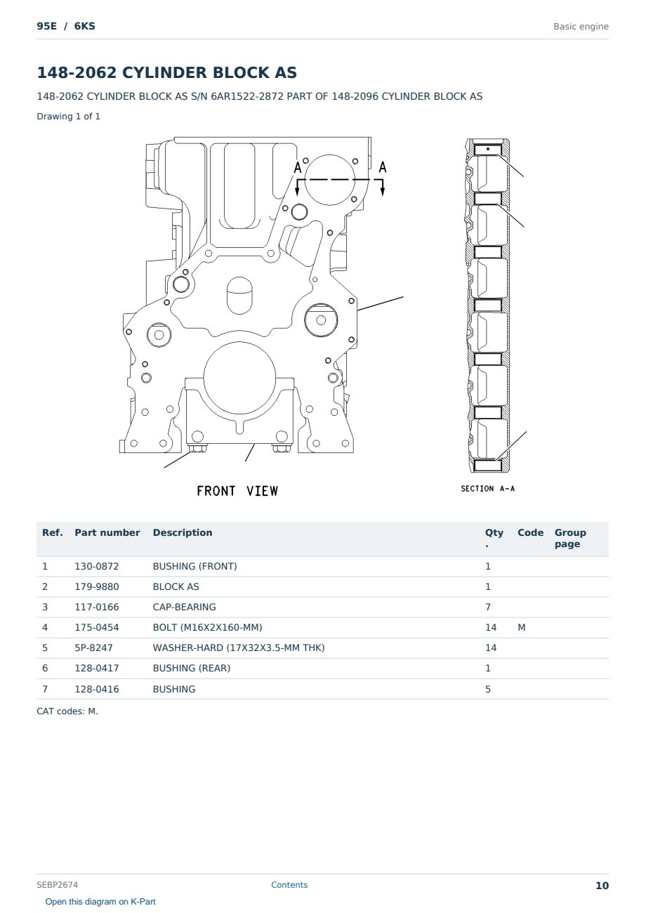 Caterpillar 95E S/N 6KS Partsbook SEBP2674 (English) - sample page 10 of 10 Caterpillar 95E S/N 6KS Partsbook SEBP2674 (English) - sample page 10 of 10