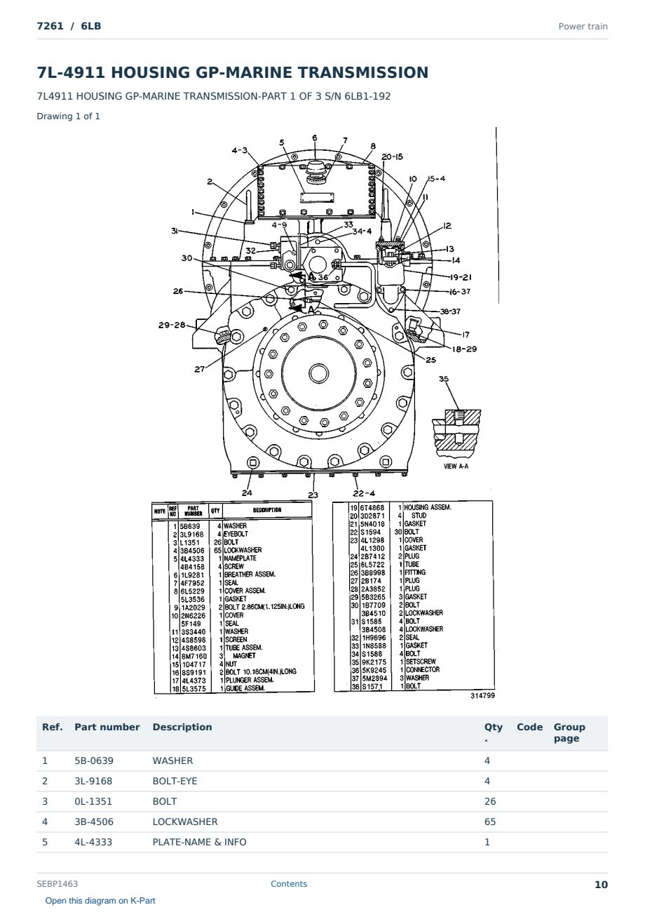 Caterpillar 7261 S/N 6LB Partsbook SEBP1463 (English) - sample page 10 of 10 Caterpillar 7261 S/N 6LB Partsbook SEBP1463 (English) - sample page 10 of 10
