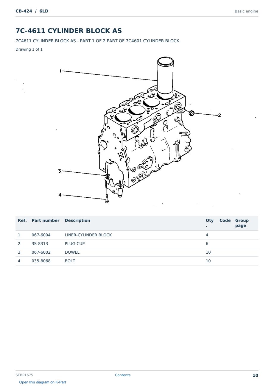 Caterpillar CB-424 S/N 6LD Partsbook SEBP1675 (English) - sample page 10 of 10 Caterpillar CB-424 S/N 6LD Partsbook SEBP1675 (English) - sample page 10 of 10