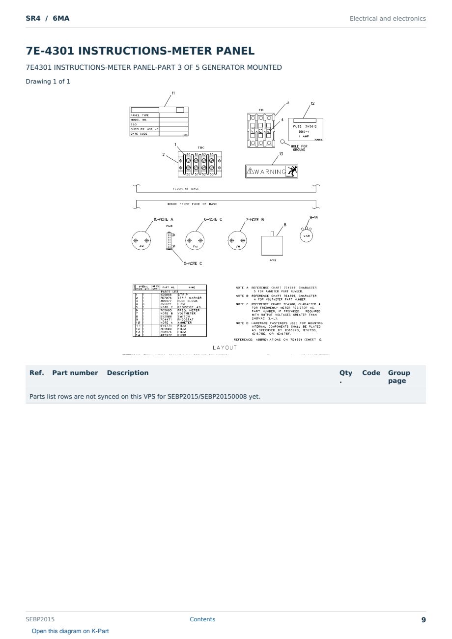 Caterpillar SR4 S/N 6MA Partsbook SEBP2015 (English) - sample page 9 of 10 Caterpillar SR4 S/N 6MA Partsbook SEBP2015 (English) - sample page 9 of 10