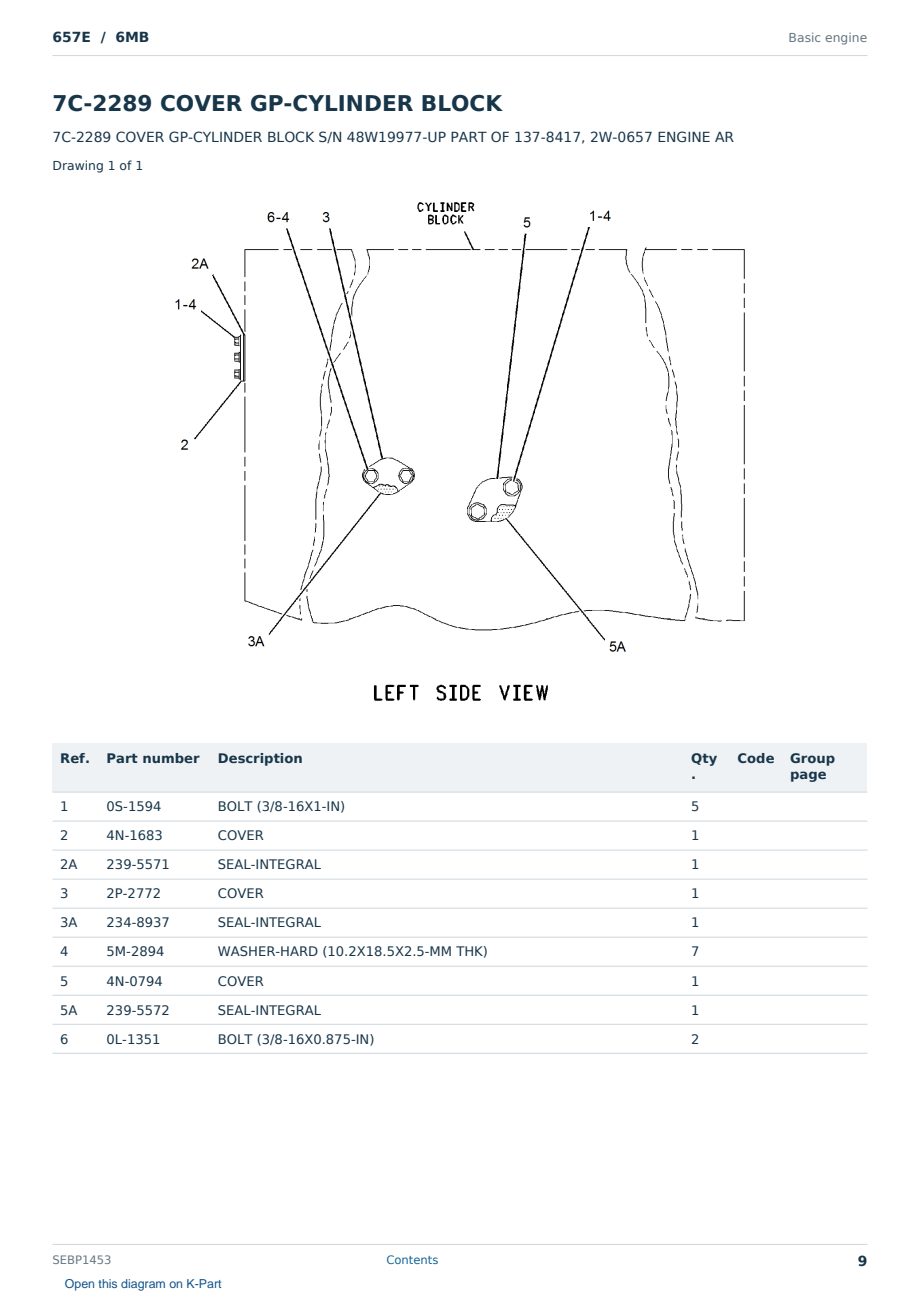 Caterpillar 657E S/N 6MB Partsbook SEBP1453 (English) - sample page 9 of 10 Caterpillar 657E S/N 6MB Partsbook SEBP1453 (English) - sample page 9 of 10