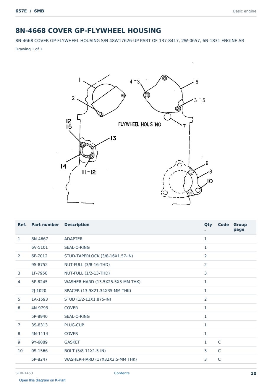 Caterpillar 657E S/N 6MB Partsbook SEBP1453 (English) - sample page 10 of 10 Caterpillar 657E S/N 6MB Partsbook SEBP1453 (English) - sample page 10 of 10
