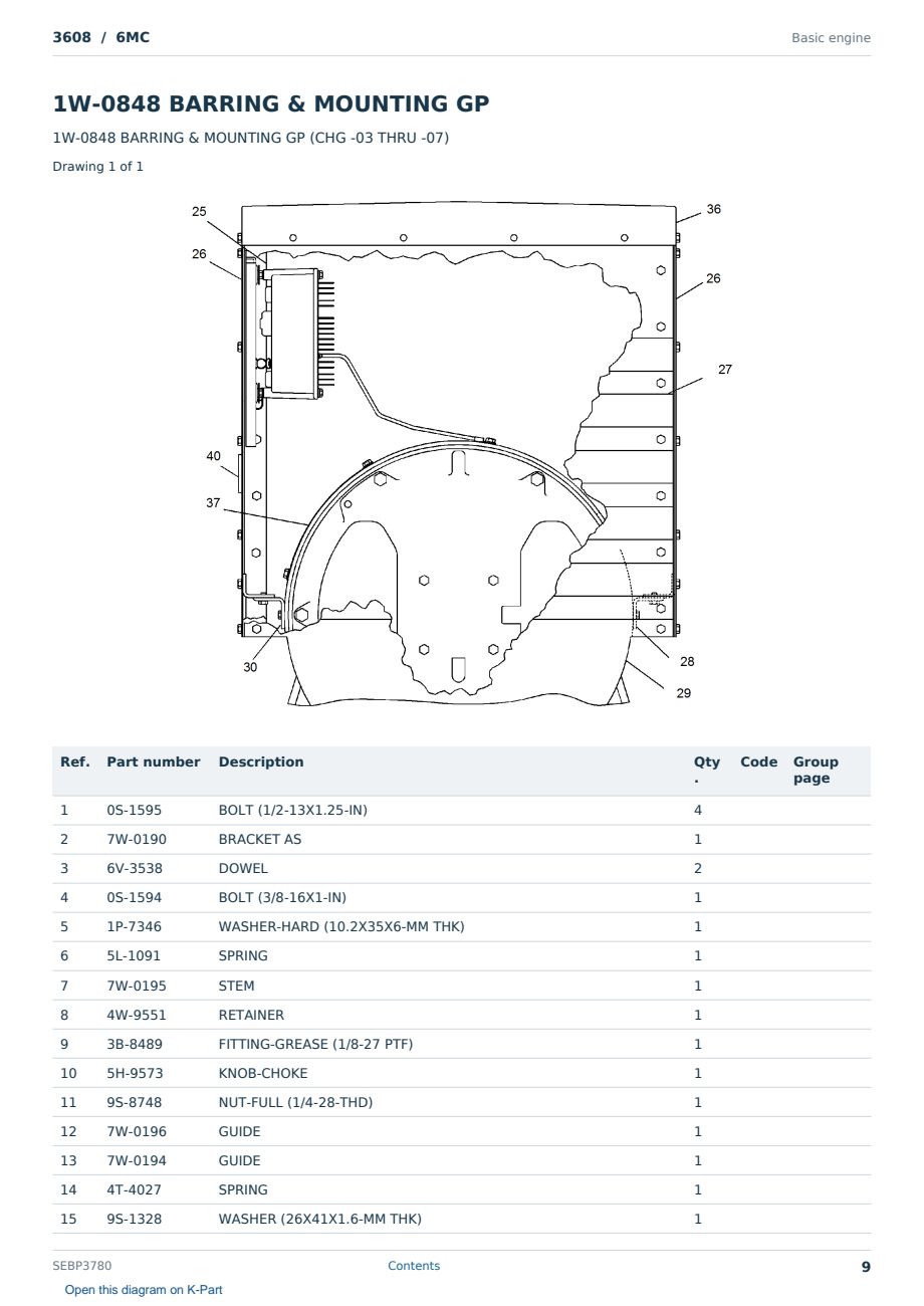 Caterpillar 3608 S/N 6MC Partsbook SEBP3780 (English) - sample page 9 of 10 Caterpillar 3608 S/N 6MC Partsbook SEBP3780 (English) - sample page 9 of 10