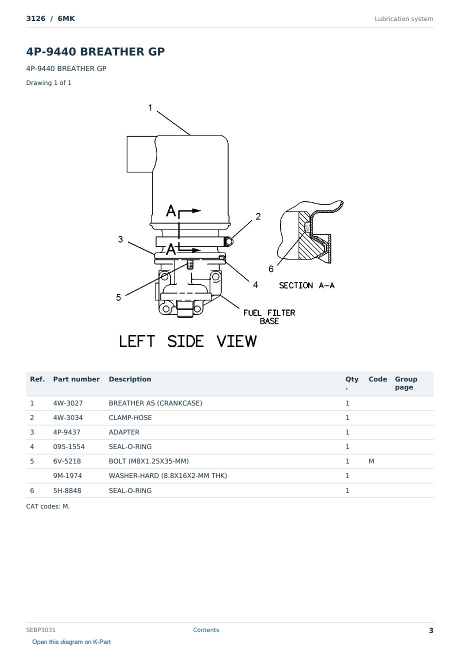 Caterpillar 3126 S/N 6MK Partsbook SEBP3031 (English) - sample page 3 of 10 Caterpillar 3126 S/N 6MK Partsbook SEBP3031 (English) - sample page 3 of 10