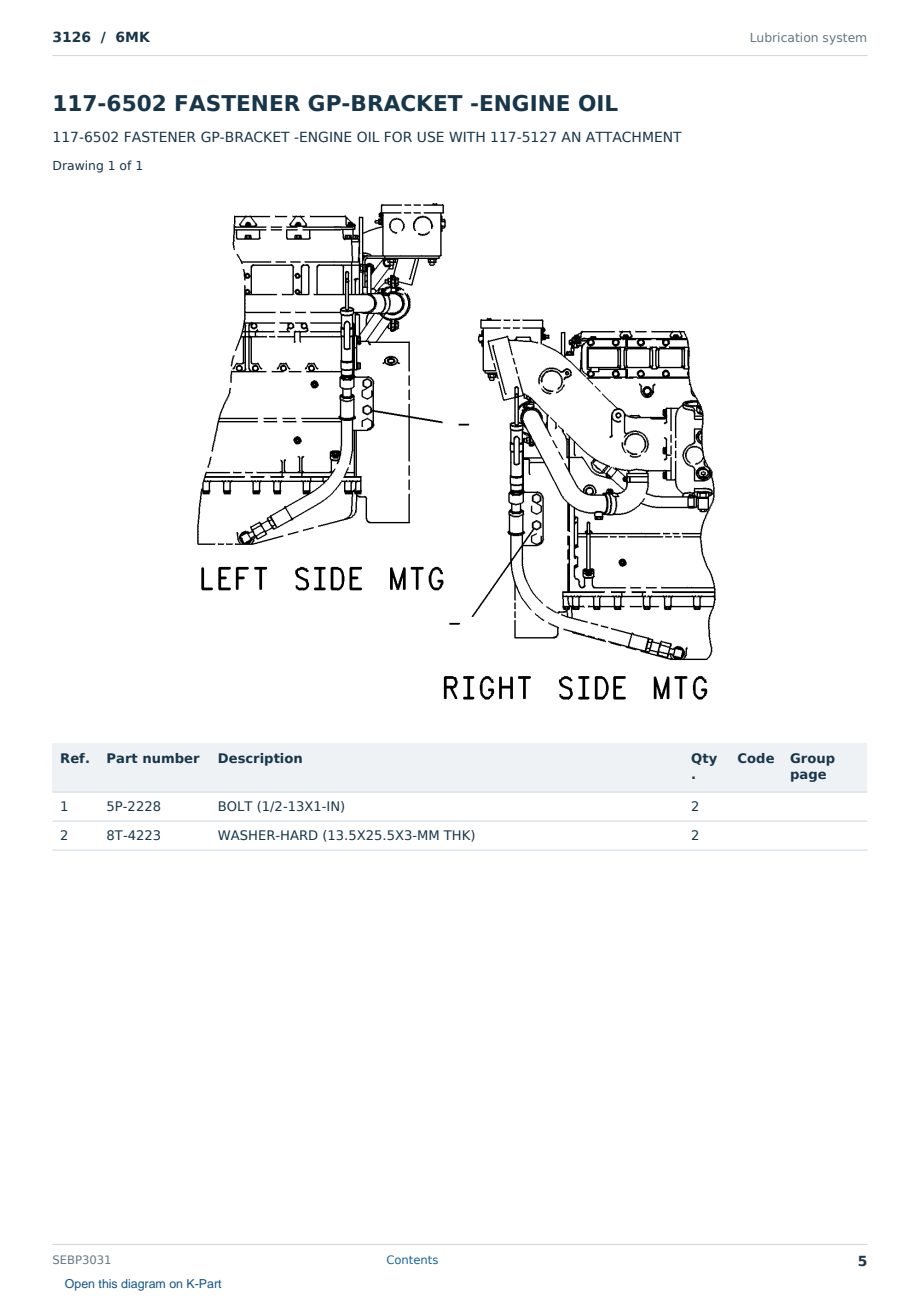 Caterpillar 3126 S/N 6MK Partsbook SEBP3031 (English) - sample page 5 of 10 Caterpillar 3126 S/N 6MK Partsbook SEBP3031 (English) - sample page 5 of 10