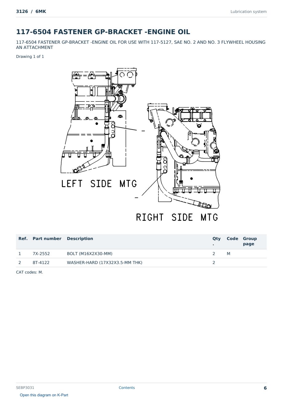Caterpillar 3126 S/N 6MK Partsbook SEBP3031 (English) - sample page 6 of 10 Caterpillar 3126 S/N 6MK Partsbook SEBP3031 (English) - sample page 6 of 10