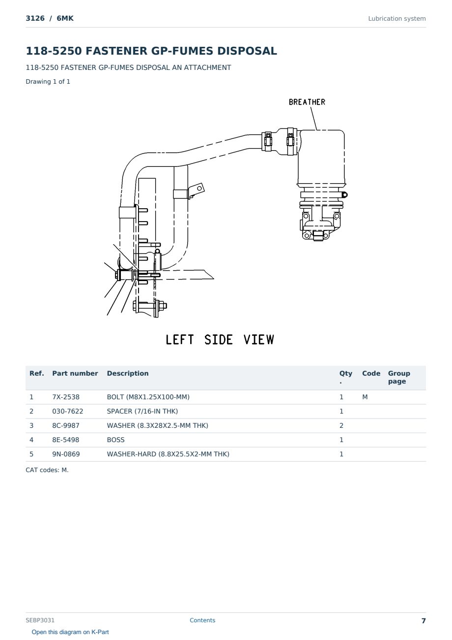 Caterpillar 3126 S/N 6MK Partsbook SEBP3031 (English) - sample page 7 of 10 Caterpillar 3126 S/N 6MK Partsbook SEBP3031 (English) - sample page 7 of 10