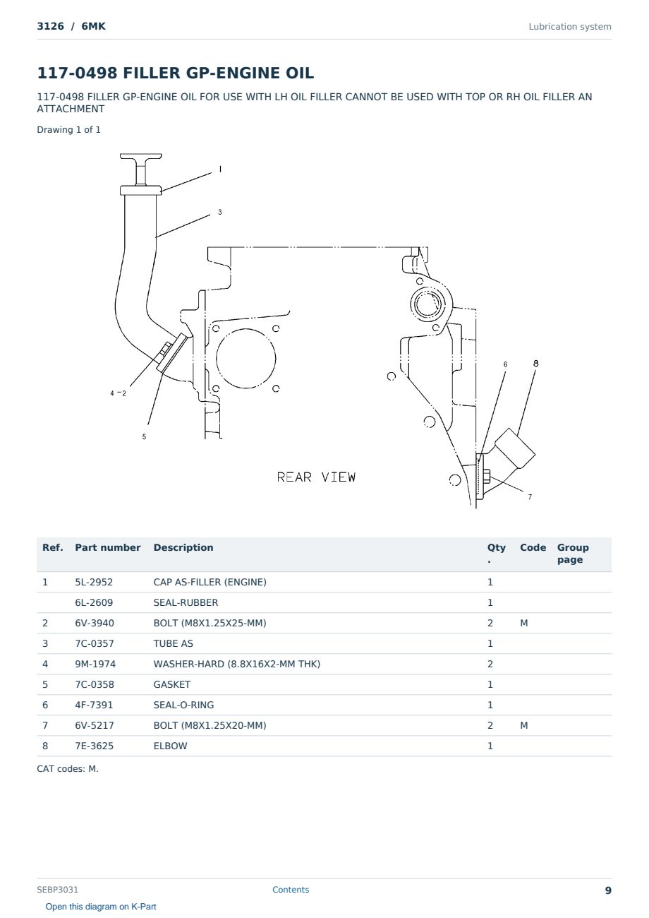 Caterpillar 3126 S/N 6MK Partsbook SEBP3031 (English) - sample page 9 of 10 Caterpillar 3126 S/N 6MK Partsbook SEBP3031 (English) - sample page 9 of 10