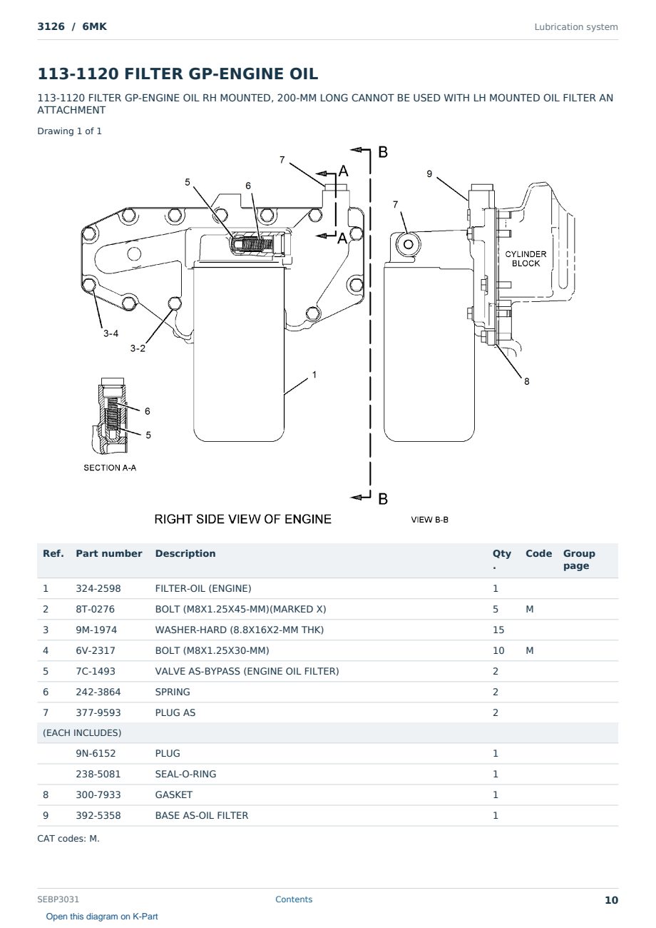 Caterpillar 3126 S/N 6MK Partsbook SEBP3031 (English) - sample page 10 of 10 Caterpillar 3126 S/N 6MK Partsbook SEBP3031 (English) - sample page 10 of 10