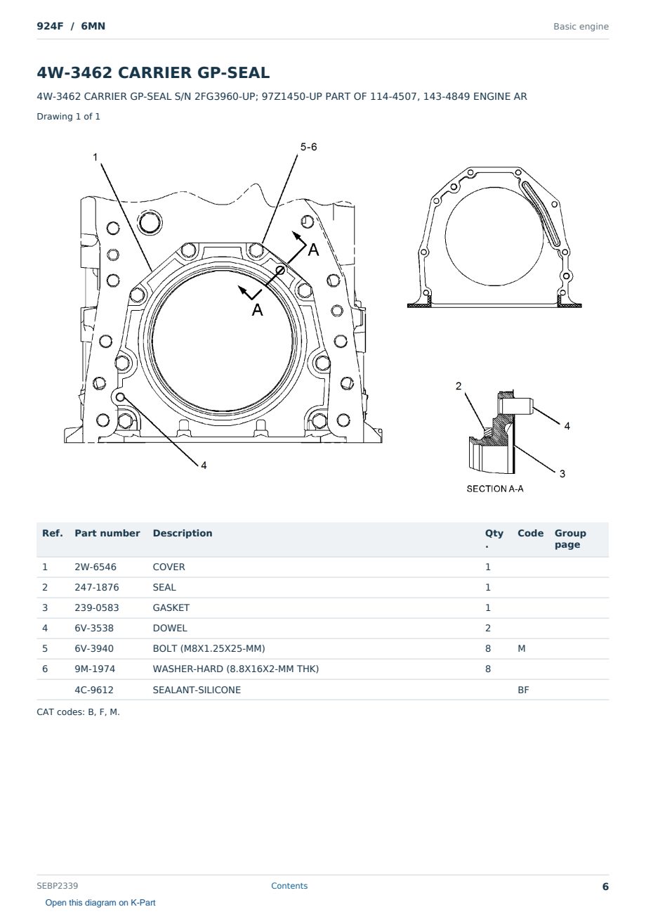 Caterpillar 924F S/N 6MN Partsbook SEBP2339 (English) - sample page 6 of 10 Caterpillar 924F S/N 6MN Partsbook SEBP2339 (English) - sample page 6 of 10