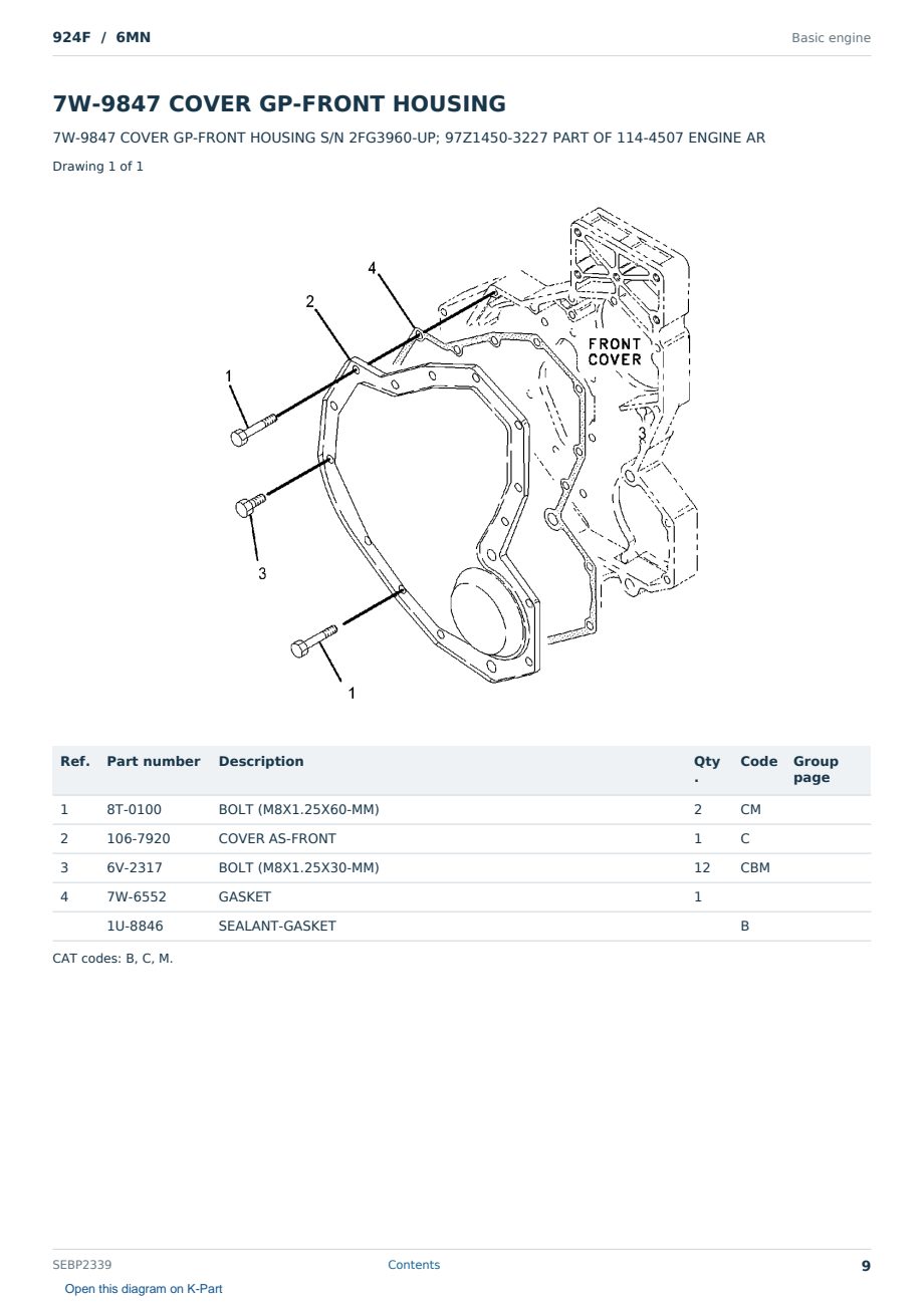 Caterpillar 924F S/N 6MN Partsbook SEBP2339 (English) - sample page 9 of 10 Caterpillar 924F S/N 6MN Partsbook SEBP2339 (English) - sample page 9 of 10
