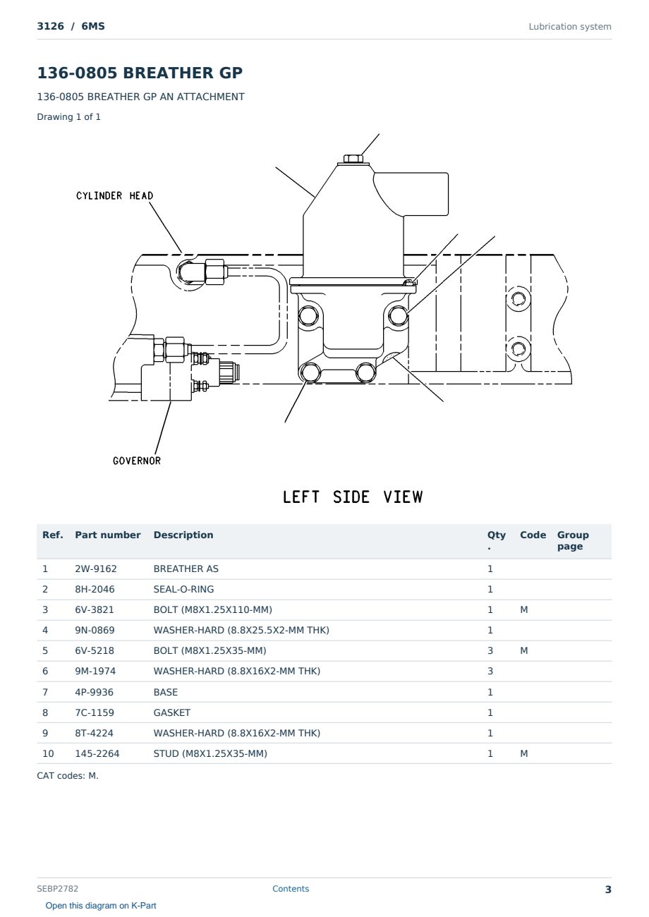 Caterpillar 3126 S/N 6MS Partsbook SEBP2782 (English) - sample page 3 of 10 Caterpillar 3126 S/N 6MS Partsbook SEBP2782 (English) - sample page 3 of 10